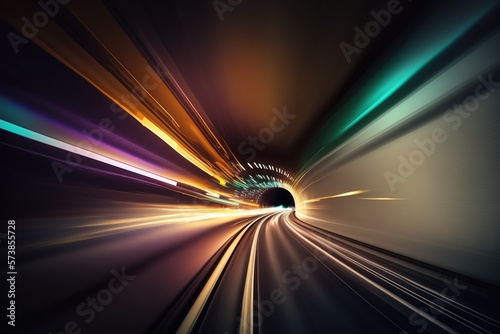 Motion blur background inside a tunnel. Generative AI