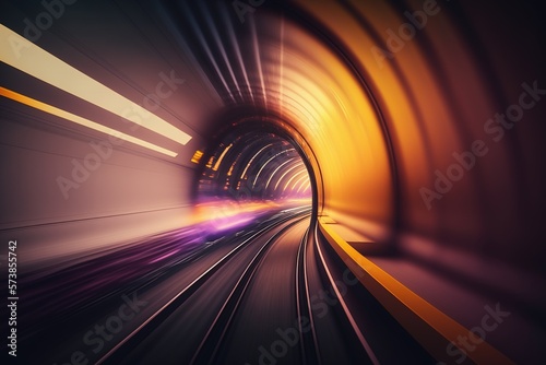 Motion blur background inside a tunnel. Generative AI