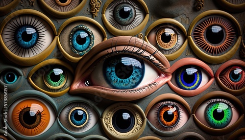 a lot of eye staring, idea for social criticism conceptual, Generative Ai