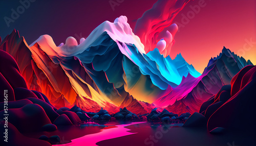 Vibrant colors of liquid design wallpaper generative ai © KWY