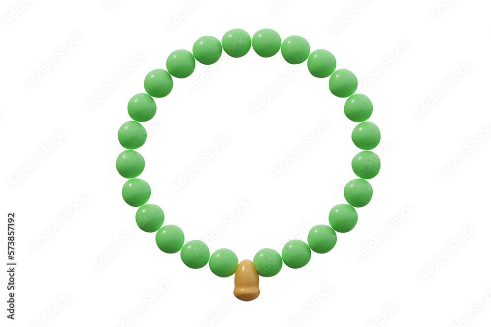 Obraz premium Beads ramadhan 3d icon isolated white bacground. 3d rendering
