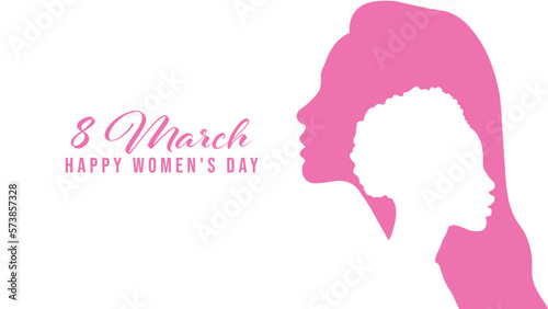  International Women's Day. A set of greeting cards with beautiful women. Legacy of female empowerment. Silhouette vector illustartion © Lunny Wind