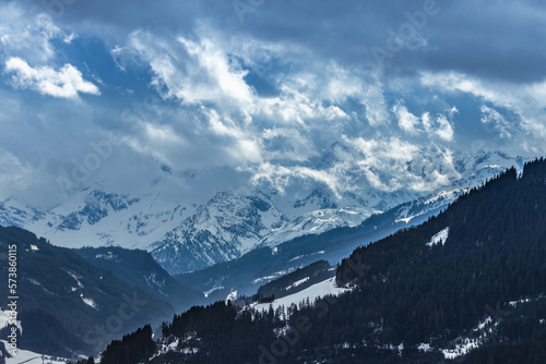 Cloud formation over snow covered mountains in winter, Kitzbühel, Tirol, Austria © ARC Photography