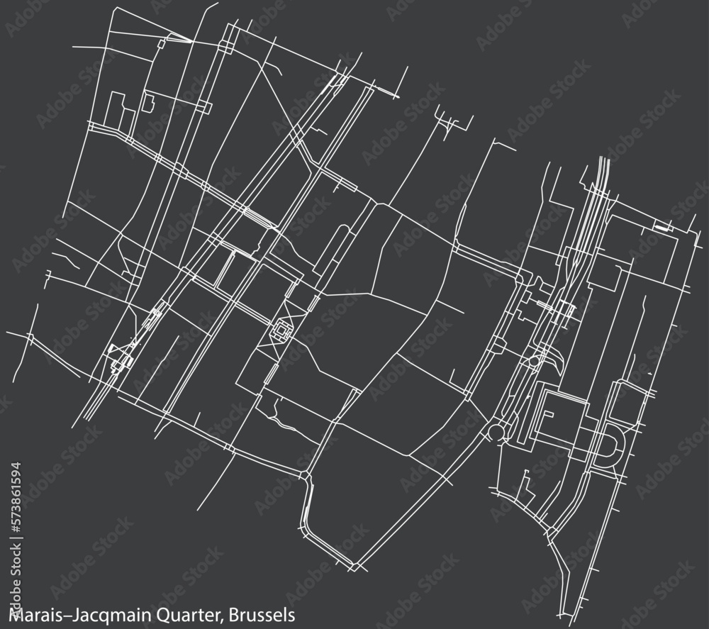 Street roads map of the MARAIS–JACQMAIN QUARTER (JACQMAIN–BROEKWIJK), BRUSSELS
