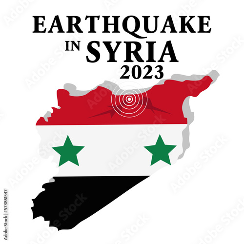 Earthquake in Syria. Strong earthquakes in eastern Syria on February 6, 2023. A map of Turkey with two earthquake marks. Fault, cracks photo