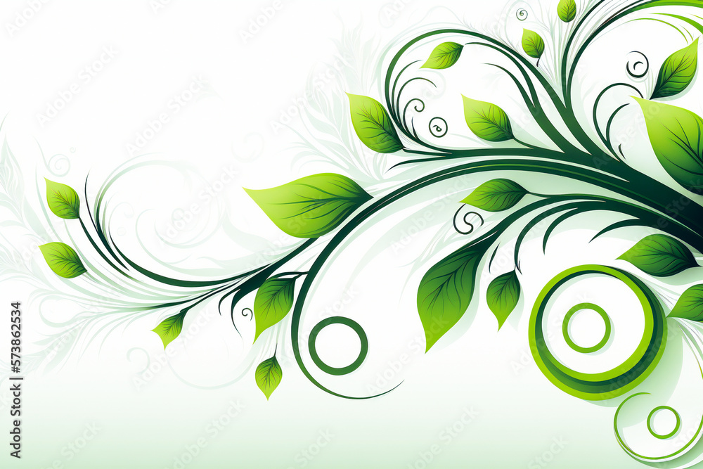 Green abstract floral background. Decorative foliage illustration. Created with Generative AI technology. Green abstract floral background. Decorative foliage illustration. Created with Generative AI technology.