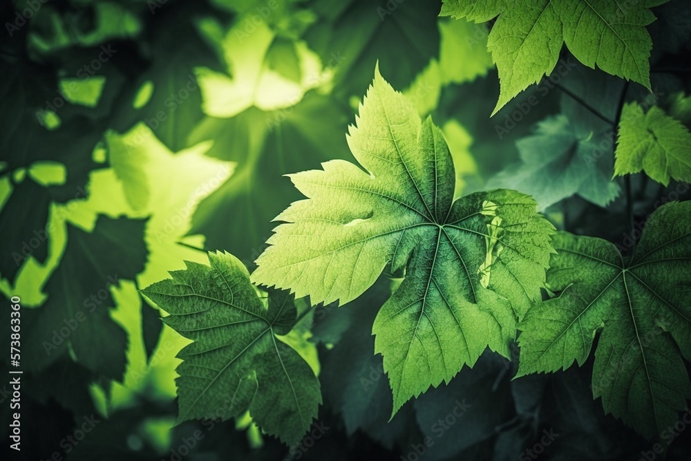 Green leaves texture background. AI generated 