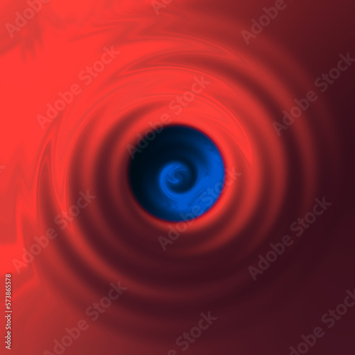 Deep blue outer space image can be seen through the center hole of the red liquid ripple background.