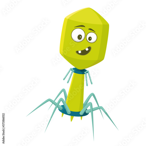 Vector illustration of a Bacteriophage Virus in cartoon style isolated on white background