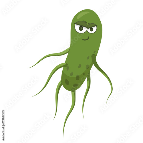 Vector illustration of a Salmonella bacteria in cartoon style isolated on white background