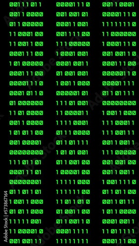 Wallpaper Mural Abstract binary code background with green digits moving right on the screen. Data, code, decryption and encoding concepts. Vertical seamless loopable background. Torontodigital.ca