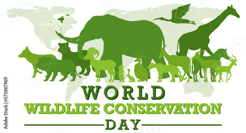 Fototapeta Naklejka Na Ścianę i Meble -  World Wildlife Conservation Day Poster Template