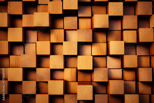 Wooden cube background image, generative ai