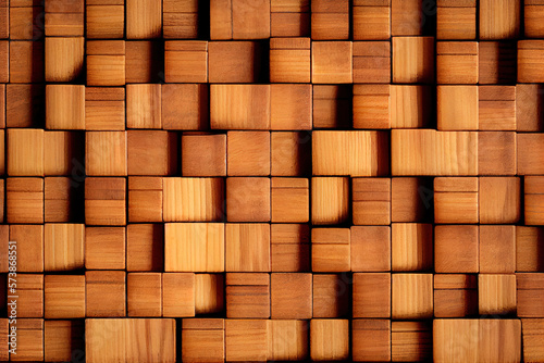 Wooden cube background image  generative ai