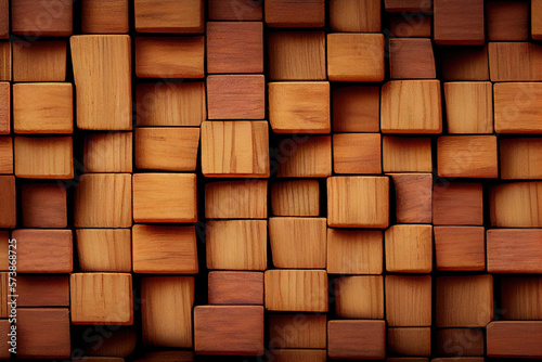 Wooden cube background image  generative ai