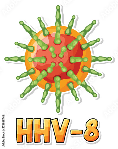 Human herpesvirus 8 (HHV 8) on white background photo