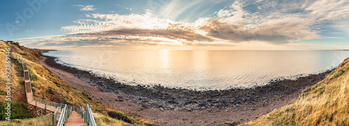 Marino to Hallett Cove Coastal Walking Trail with panoramic sea view at sunset, South Australia, South Australia