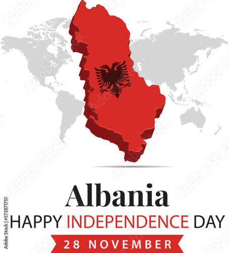 Albania Independence Day, 3d rendering Afghanistan Independence Day illustration with 3d map and flag colors theme.