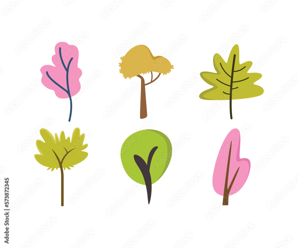 Obraz premium tree icons set vector illustration