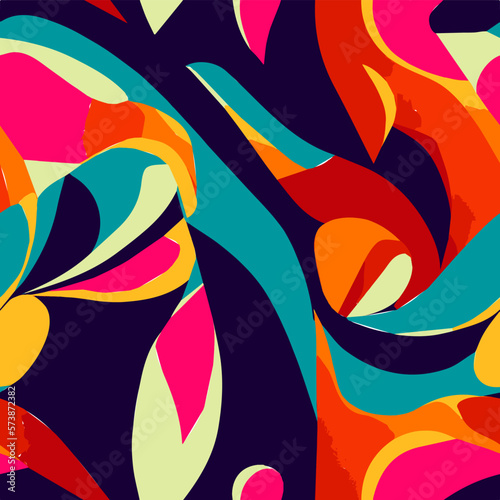 Colorful seamless abstract pattern with flowers