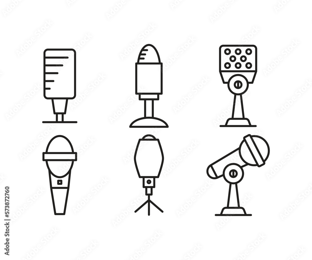 microphone icons set line illustration microphone icons set line illustration