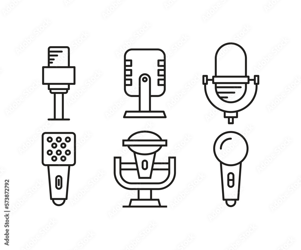 microphone icons set line illustration microphone icons set line illustration