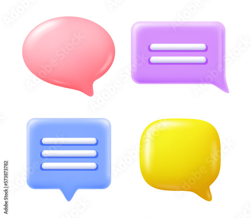 Dialog box, isolated realistic speech bubble for chatting and expressing thoughts. Communication and interaction in internet. 3d style vector illustration