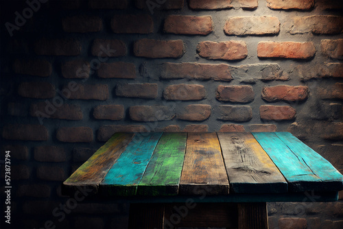 Rustic rainbow wooden table