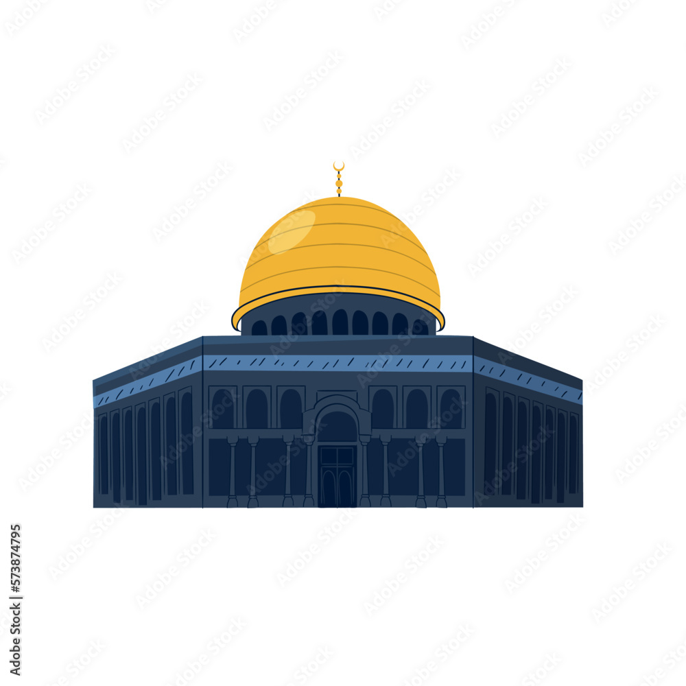 Fototapeta premium Vector hand drawn flat design al aqsa illustration