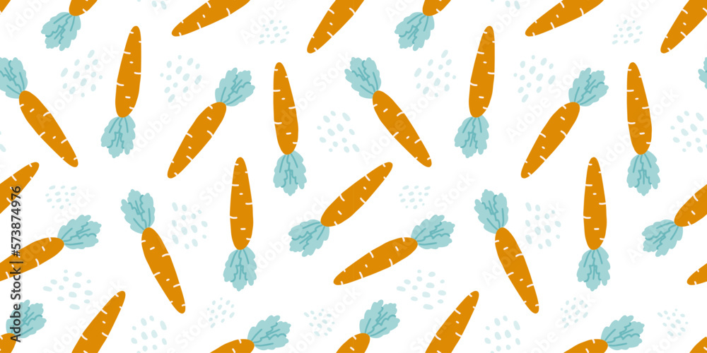 Vector seamless pattern with carrot. Easter themed background in flat style Vector seamless pattern with carrot. Easter themed background in flat style