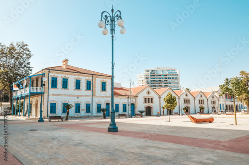 Square in the old town of Larnaca. The ancient square in summer.