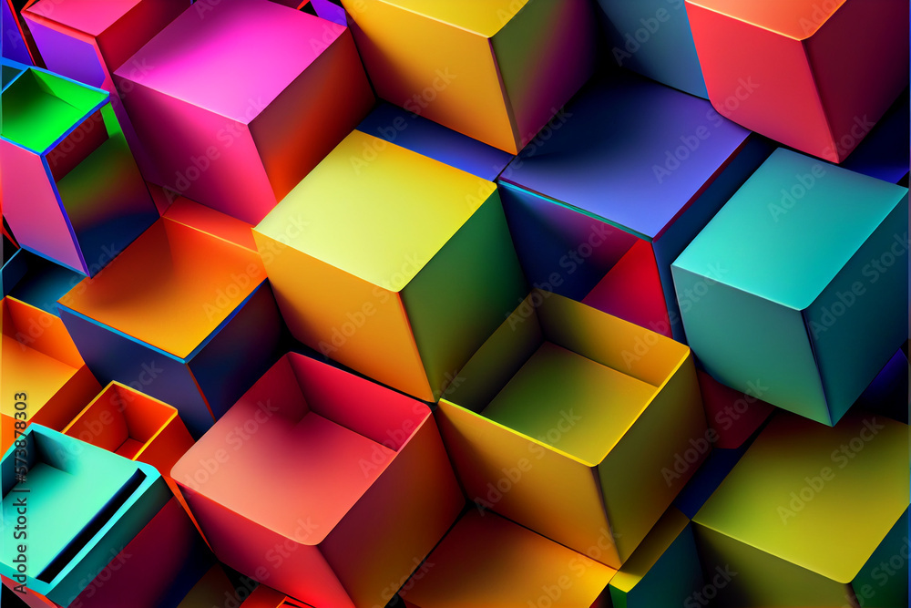 Abstract background of colored cubes illustration. Generative AI Abstract background of colored cubes illustration. Generative AI