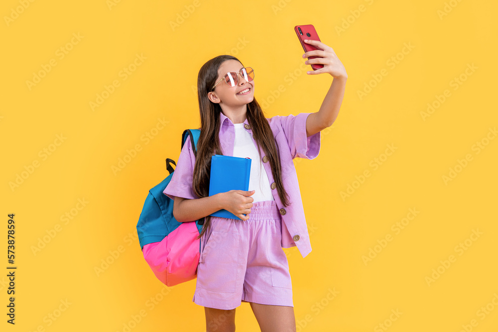 selfie teen school girl in studio. selfie teen school girl on background. selfie teen school girl in studio. selfie teen school girl on background.