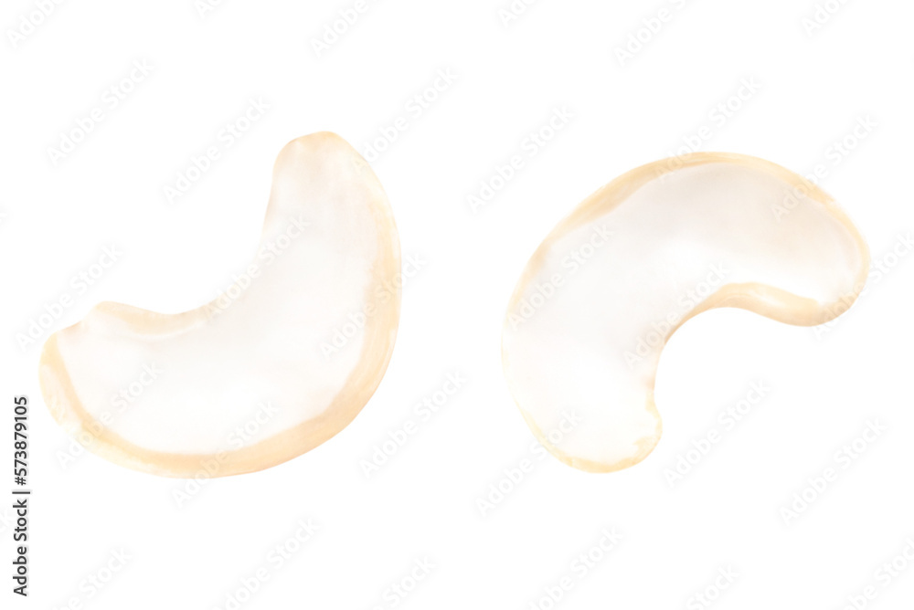 Fototapeta premium Levitation of halves cashew nuts isolated on a transparent background.