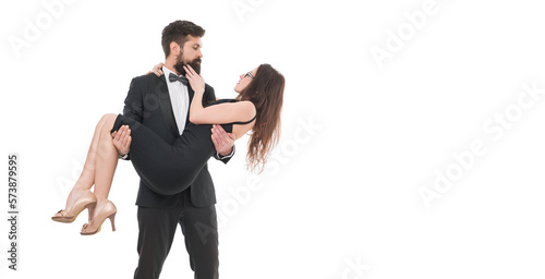 Lovely evening. romantic couple in love dancing. formal couple of tuxedo man and sexy girl. engagement and proposal. love relationship. date on valentines day. man and woman celebrate anniversary