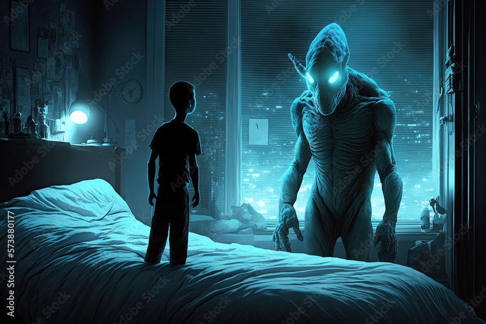 A nightmare with a monster in a child's room. Generative AI ilustração do  Stock