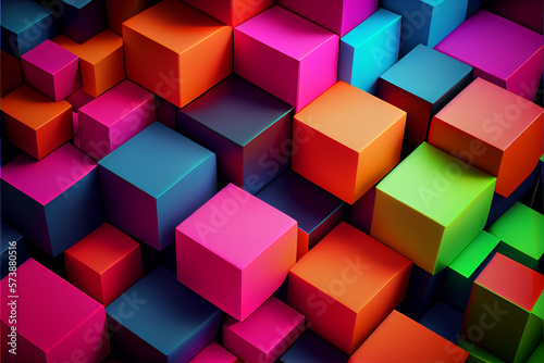 Abstract background of colored cubes illustration. Generative AI