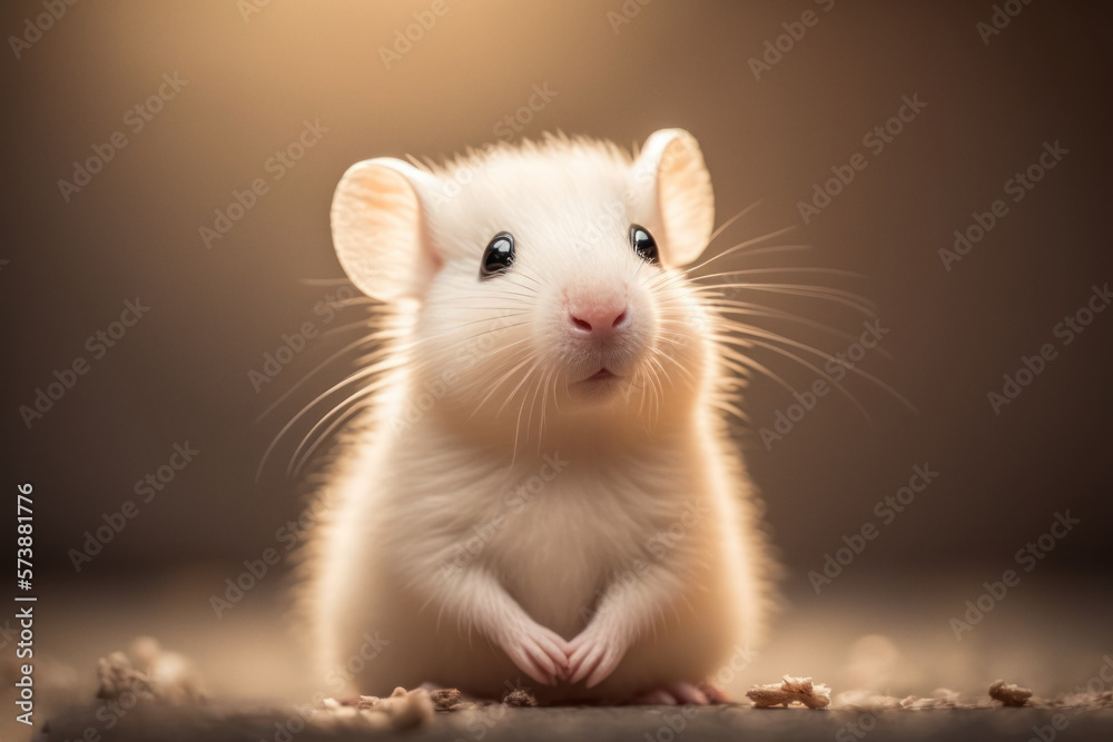 Adorable Little White Chibi Mouse. Generative AI. Adorable Little White Chibi Mouse. Generative AI.