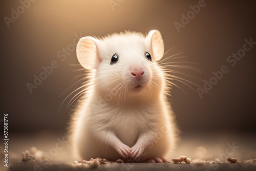 Adorable Little White Chibi Mouse. Generative AI.