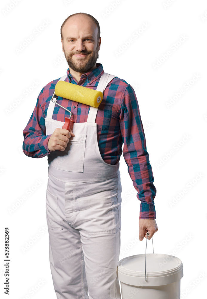 Professional painter posing with paint roller Professional painter posing with paint roller