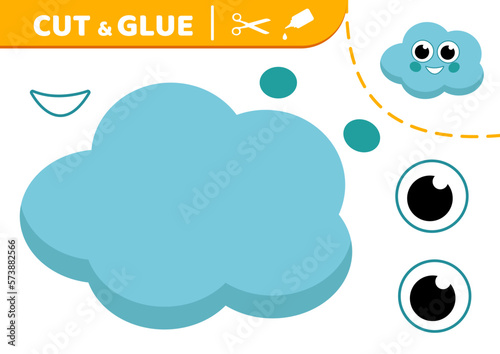 Cloud. Cut and glue. Cute cloud. Applique. Paper game. Vector