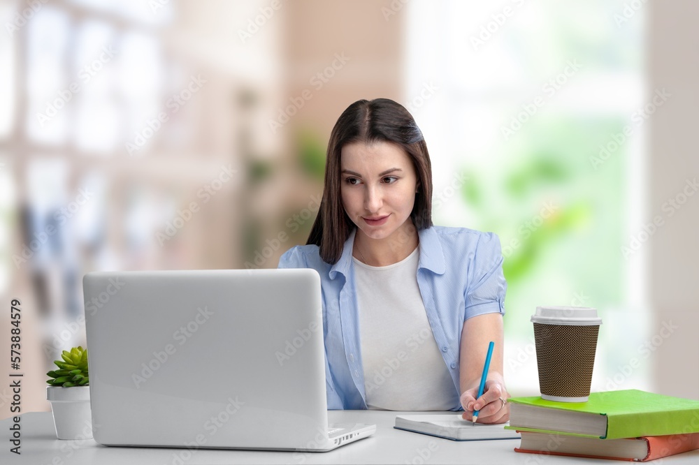 Young business person work on laptop computer Young business person work on laptop computer
