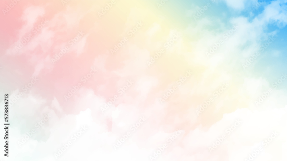 Cloud and sky with a pastel colored background and wallpaper, abstract sky background in sweet color. Vector image