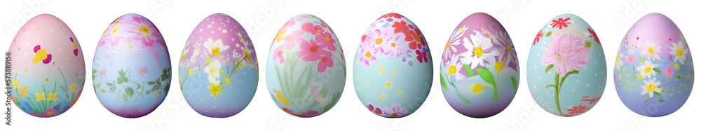 Isolated easter egg with a floral pattern. Happy Easter, transparent background. generative AI Isolated easter egg with a floral pattern. Happy Easter, transparent background. generative AI