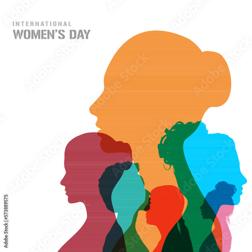 Fototapeta Naklejka Na Ścianę i Meble -  International Womens Day Colorful Women Faces Post Greeting