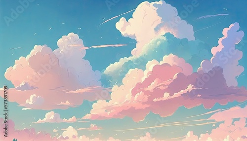 Pastel Sky Background: Illustration Graphic Design. Generative AI