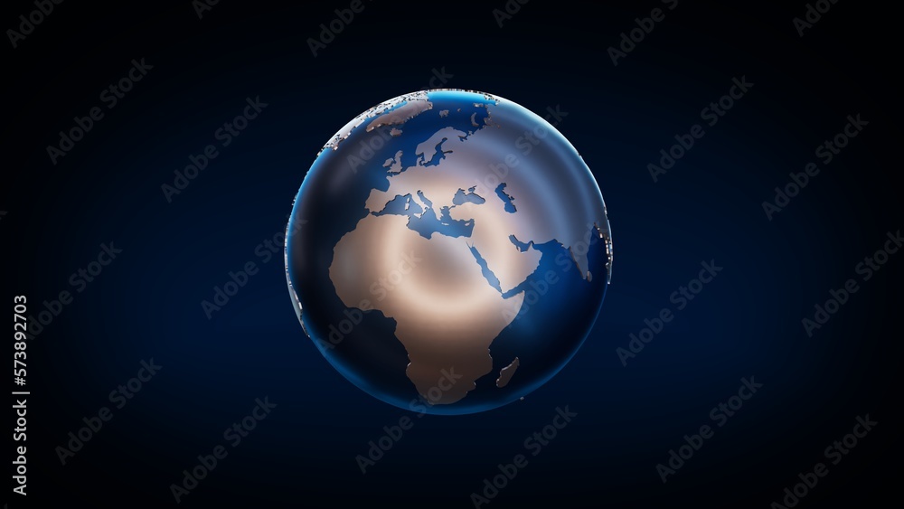 Earth model glowing in blue Earth model glowing in blue