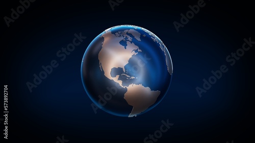 Earth model glowing in blue