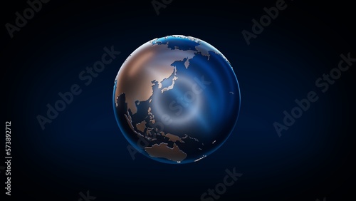 Earth model glowing in blue