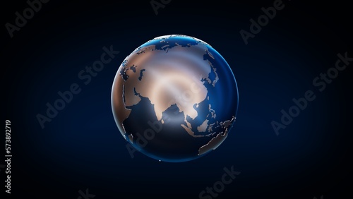 Earth model glowing in blue